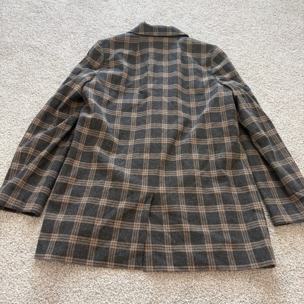 Madewell Dorset Oversized Blazer Womens S Gray Tan Plaid Wool Blend Academia - Picture 9 of 10